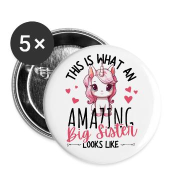 Announcing pregnancy with a magical unicorn - Buttons large 2.2''/56 mm (5-pack) - white - Front