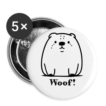 Woof: Cartoon Dog - Buttons large 2.2''/56 mm (5-pack) - white - Front