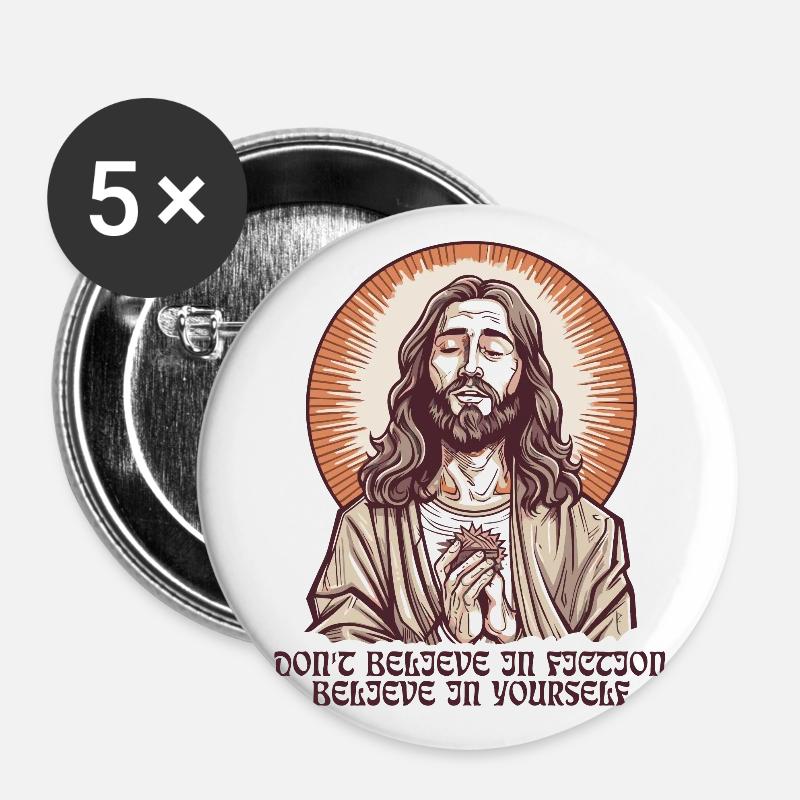 Messiah Jesus Guru Type: Fiction Saying - Buttons large 2.2''/56 mm (5-pack) - white