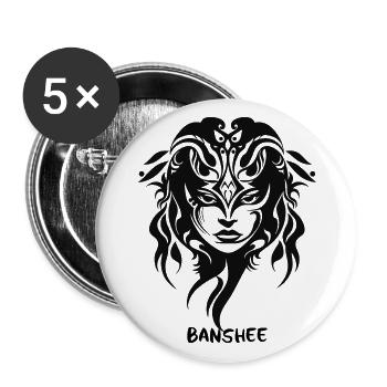 Tribal symbol woman: Banshee - Buttons large 2.2''/56 mm (5-pack) - white - Front