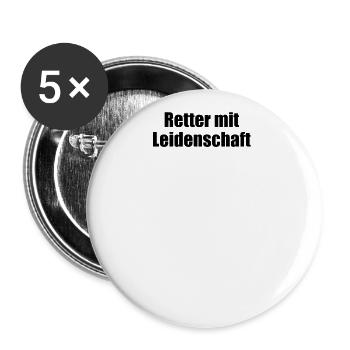 Feuerwehr - Retter mit Leidenschaft - Buttons groß 56 mm (5er Pack) - Weiß - Vorne