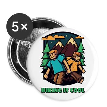 Wir lieben Wandern – Wandern ist cool - Buttons groß 56 mm (5er Pack) - Weiß - Vorne