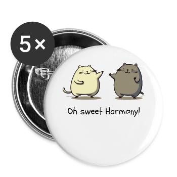 Oh, süße Harmonie – Cartoon-Katzen - Buttons groß 56 mm (5er Pack) - Weiß - Vorne
