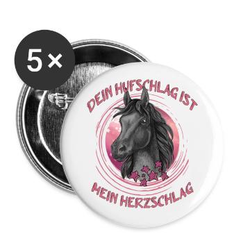 Pferde reiten ist Pferdeliebe für das Pferd - Buttons groß 56 mm (5er Pack) - Weiß - Vorne