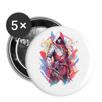 Epic Gamer Cyber Assassin du futur - Lot de 5 grands badges (56 mm) - blanc - Devant
