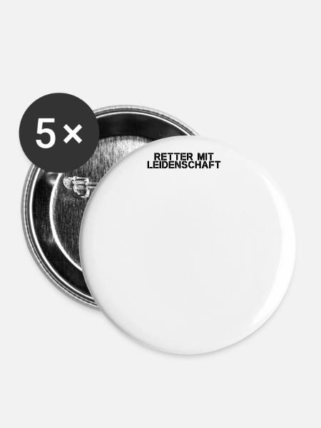 Feuerwehr - Retter mit Leidenschaft - Buttons groß 56 mm (5er Pack) - Weiß