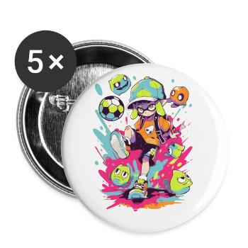 Jeux d’art de rue avec un joueur de football cool - Lot de 5 grands badges (56 mm) - blanc - Devant