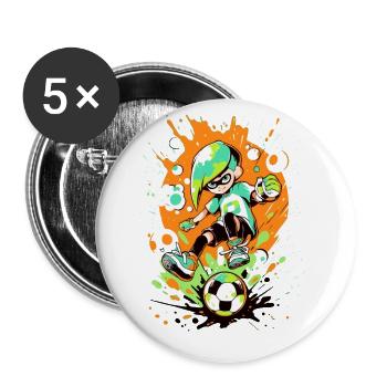 Joueur de football cool dans le look de jeu d’art de rue - Lot de 5 grands badges (56 mm) - blanc - Devant
