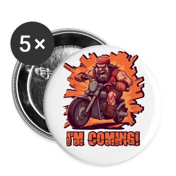 Angry biker arrives - Buttons large 2.2''/56 mm (5-pack) - white - Front