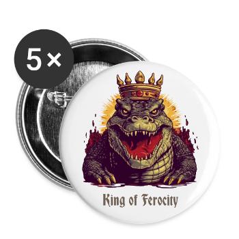 King of Wildness: Alligator with Crown - Buttons large 2.2''/56 mm (5-pack) - white - Front