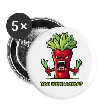 Légumes rouges en colère - Lot de 5 grands badges (56 mm) - blanc - Devant