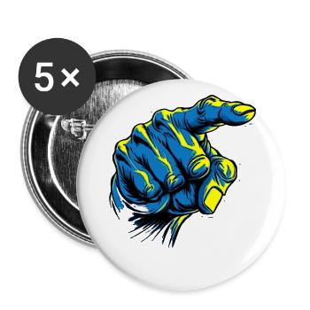 Yes, you: Blue hand pointing finger - Buttons large 2.2''/56 mm (5-pack) - white - Front