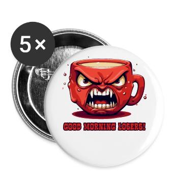 Drôle de tasse à café en colère: Bonjour, perdant - Lot de 5 grands badges (56 mm) - blanc - Devant