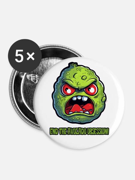 Beendet die Avocado-Besessenheit - Buttons groß 56 mm (5er Pack) - Weiß