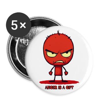Lustiger wütender Cartoon-Strichmännchen - Buttons groß 56 mm (5er Pack) - Weiß - Vorne