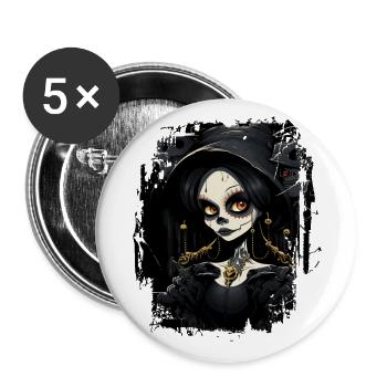 Cute gothic girl - Buttons large 2.2''/56 mm (5-pack) - white - Front