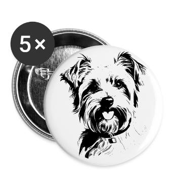 Yorkshire Terrier - Lot de 5 grands badges (56 mm) - blanc - Devant