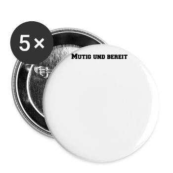 Feuerwehr - Mutig und bereit - Buttons groß 56 mm (5er Pack) - Weiß - Vorne