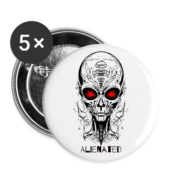 Alienated Alien Face - Buttons large 2.2''/56 mm (5-pack) - white - Front