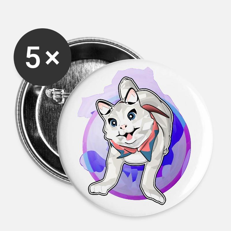 Scarf cat against colorful background - Buttons large 2.2''/56 mm (5-pack) - white