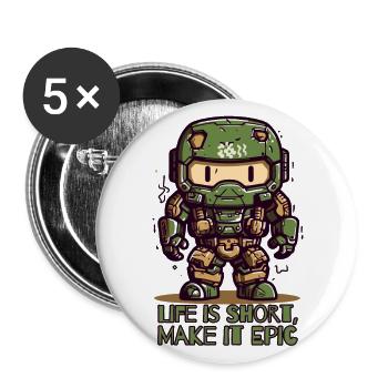Life is short – make it epic - Buttons large 2.2''/56 mm (5-pack) - white - Front
