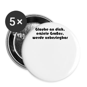 Fitness - Glaube an dich, erziele Großes, werde - Buttons groß 56 mm (5er Pack) - Weiß - Vorne