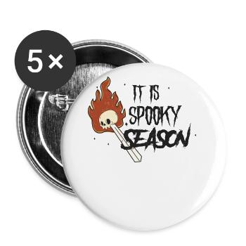 Spooky Season: Burning Halloween Skull - Buttons large 2.2''/56 mm (5-pack) - white - Front