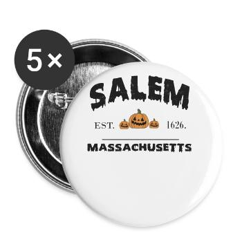 Salem 1626: Gruseliger Retro Halloween-Style - Buttons groß 56 mm (5er Pack) - Weiß - Vorne