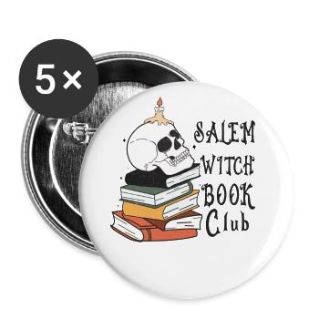 Retro-Halloween Design: Salem Witch Book Club - Buttons groß 56 mm (5er Pack) - Weiß - Vorne