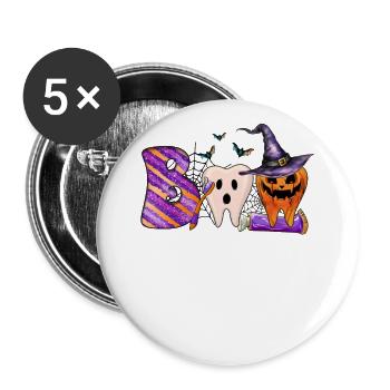 Boo Trick or Treat" Retro: Halloween Ghost - Buttons large 2.2''/56 mm (5-pack) - white - Front