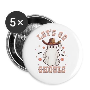 Funny Spooky Halloween Gift Let's Go Ghouls - Buttons large 2.2''/56 mm (5-pack) - white - Front
