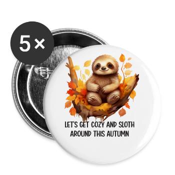 Joli design de paresseux d’automne pour les lève-tard - Lot de 5 grands badges (56 mm) - blanc - Devant