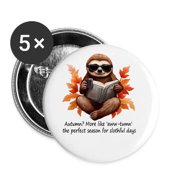 Sloth for cool autumn season lounging in style - Buttons large 2.2''/56 mm (5-pack) - white - Front