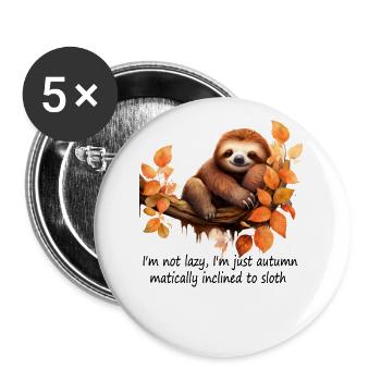 Joli design d’automne paresseux pour la saison d’automne - Lot de 5 grands badges (56 mm) - blanc - Devant