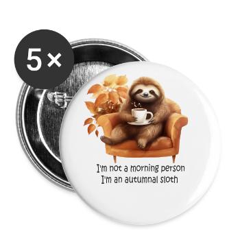 Mignon paresseux d’automne avec du café pour les buveurs de café - Lot de 5 grands badges (56 mm) - blanc - Devant