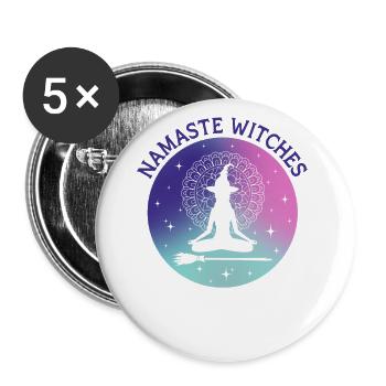 Mandala de sorcière mystique pour les femmes sorcières d’Halloween - Lot de 5 grands badges (56 mm) - blanc - Devant