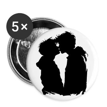 Küssen - Buttons groß 56 mm (5er Pack) - Weiß - Vorne
