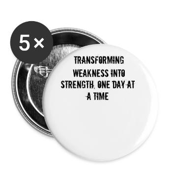Fitness - Transforming weakness into strength, - Buttons groß 56 mm (5er Pack) - Weiß - Vorne