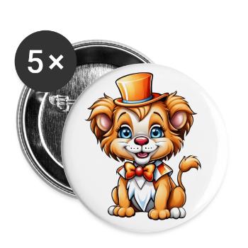 Circus Lion Kids Pillow Cup Sticker Button - Buttons large 2.2''/56 mm (5-pack) - white - Front
