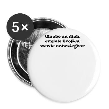 Fitness - Glaube an dich, erziele Großes, werde - Buttons groß 56 mm (5er Pack) - Weiß - Vorne
