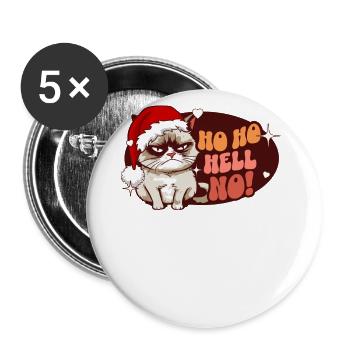 Ho Ho Hell No: Angry Cat For Women Funny Christmas - Buttons groß 56 mm (5er Pack) - Weiß - Vorne