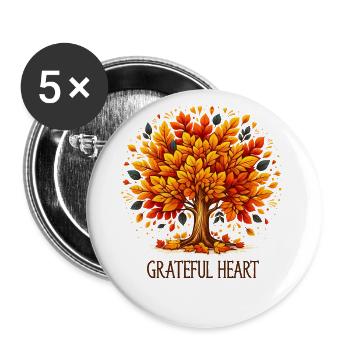 Grateful Heart - Thanksgiving Turkey Time Kids - Buttons large 2.2''/56 mm (5-pack) - white - Front