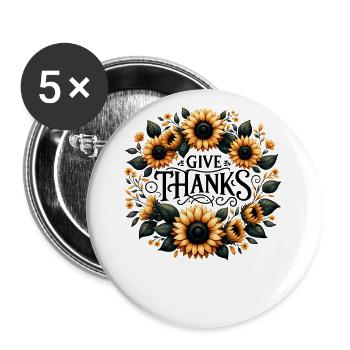 Give Thanks - Thanksgiving Turkey Time Kids - Buttons large 2.2''/56 mm (5-pack) - white - Front