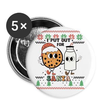 J’ai mis pour le Père Noël - Drôle Rétro Laid Noël - Lot de 5 grands badges (56 mm) - blanc - Devant