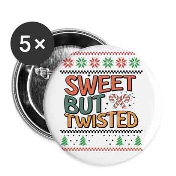 Doux mais tordu - Noël Rétro Laid Noël - Lot de 5 grands badges (56 mm) - blanc - Devant