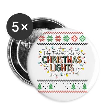 Ma couleur préférée est les lumières de Noël rétro laide - Lot de 5 grands badges (56 mm) - blanc - Devant