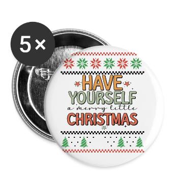 Have yourself a merry Christmas Retro Ugly Xmas - Buttons large 2.2''/56 mm (5-pack) - white - Front