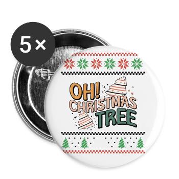 Oh sapin de Noël - Noël moche rétro - Lot de 5 grands badges (56 mm) - blanc - Devant