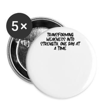 Fitness - Transforming weakness into strength, - Buttons groß 56 mm (5er Pack) - Weiß - Vorne