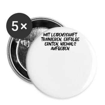 Fitness - Mit Leidenschaft trainieren, Erfolge - Buttons groß 56 mm (5er Pack) - Weiß - Vorne